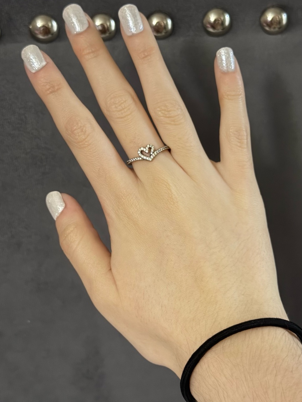 Pandora Sparkling Wishbone Heart Ring